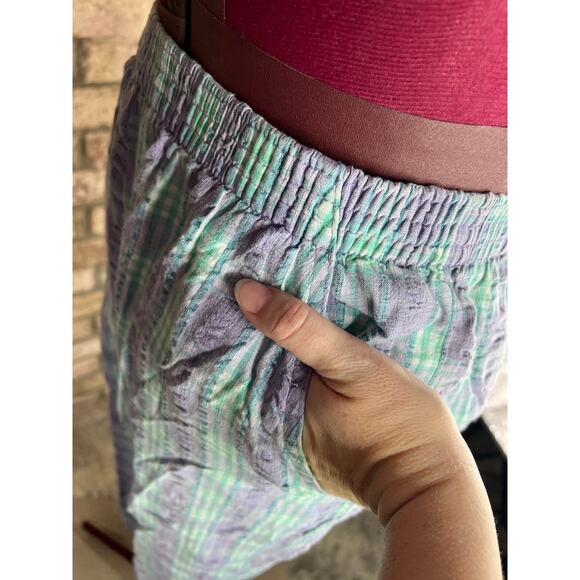 pants searsucker plaid purple green pastel 1980s - Picture 4 of 9
